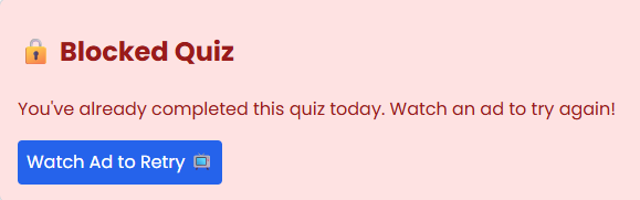You can unlock a quiz already done to do it again