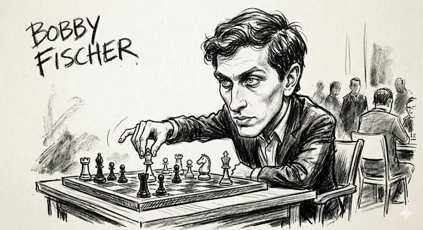 A caricature of Bobby Fischer
