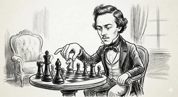 A caricature of Paul Morhpy