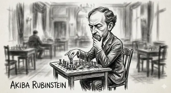A caricature of Akiba Rubinstein